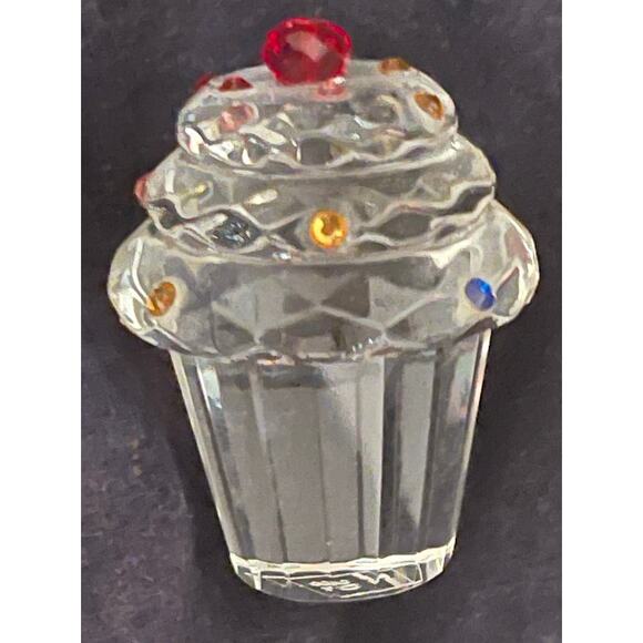 Simon Designs Crystal Cupcake W/ Colorful Rhinestone Sprinkles Paperweight SD 2" - Picture 1 of 11